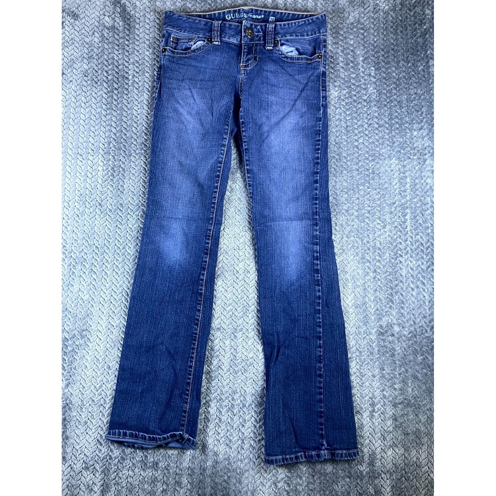 Guess Jeans Womens 28 Blue Denim Cotton Stretch Low Rise Medium Wash Bootcut Leg